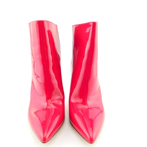 VALENTINO Dark Hot Pink Patent Metal Heel Booties 39 - Picture 4 of 11